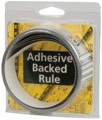 Made in USA - 12 Ft. Long x 1-1/4 Inch Wide, 1/16 Inch Graduation, Silver, Mylar Adhesive Tape Measure - Reads Right to Left, Horizontal Scale - All Tool & Supply