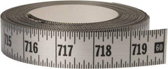 Made in USA - 60 Ft. Long x 1 Inch Wide, 1/16 Inch Graduation, Silver, Mylar Adhesive Tape Measure - Reads Left to Right, Horizontal Scale - All Tool & Supply