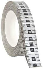 Made in USA - 60 Ft. Long x 1 Inch Wide, 1/16 Inch Graduation, Silver, Mylar Adhesive Tape Measure - Reads Right to Left, Horizontal Scale - All Tool & Supply