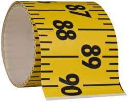 Made in USA - 7.5 Ft. Long x 3 Inch Wide, 1/4 Inch Graduation, Yellow, Mylar Adhesive Tape Measure - Reads Left to Right, Horizontal Scale - All Tool & Supply