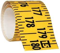 Made in USA - 15 Ft. Long x 3 Inch Wide, 1/4 Inch Graduation, Yellow, Mylar Adhesive Tape Measure - Reads Left to Right, Horizontal Scale - All Tool & Supply