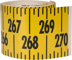 Made in USA - 22.5 Ft. Long x 3 Inch Wide, 1/4 Inch Graduation, Yellow, Mylar Adhesive Tape Measure - Reads Left to Right, Horizontal Scale - All Tool & Supply