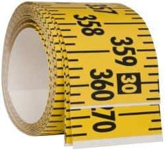 Made in USA - 30 Ft. Long x 3 Inch Wide, 1/4 Inch Graduation, Yellow, Mylar Adhesive Tape Measure - Reads Left to Right, Horizontal Scale - All Tool & Supply