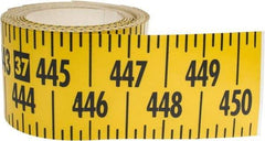 Made in USA - 45 Ft. Long x 3 Inch Wide, 1/4 Inch Graduation, Yellow, Mylar Adhesive Tape Measure - Reads Left to Right, Horizontal Scale - All Tool & Supply