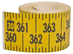 Made in USA - 60 Ft. Long x 3 Inch Wide, 1/4 Inch Graduation, Yellow, Mylar Adhesive Tape Measure - Reads Left to Right, Horizontal Scale - All Tool & Supply