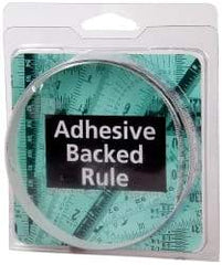 Made in USA - 2 m Long x 1/2 Inch Wide, 1/16 Inch Graduation, White, Mylar Adhesive Tape Measure - Reads Left to Right, Horizontal Scale - All Tool & Supply