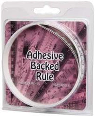 Made in USA - 2 m Long x 1/2 Inch Wide, 1/16 Inch Graduation, White, Mylar Adhesive Tape Measure - Reads Right to Left, Horizontal Scale - All Tool & Supply