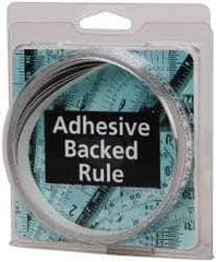 Made in USA - 4 m Long x 1/2 Inch Wide, 1/16 Inch Graduation, White, Mylar Adhesive Tape Measure - Reads Right to Left, Horizontal Scale - All Tool & Supply