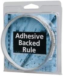 Made in USA - 3 Ft. Long x 1/2 Inch Wide, 1/16 Inch Graduation, Clear, Mylar Adhesive Tape Measure - Reads Bottom to Top, Vertical Rules - All Tool & Supply