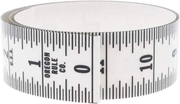 Made in USA - 3 Ft. Long x 1-1/4 Inch Wide, 1/16 Inch Graduation, Clear, Mylar Adhesive Tape Measure - Reads Bottom to Top, Vertical Rules - All Tool & Supply