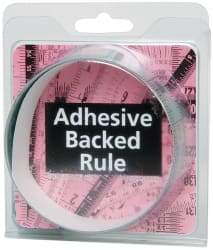 Made in USA - 3 Ft. Long x 1-1/4 Inch Wide, 1/16 Inch Graduation, Silver, Mylar Adhesive Tape Measure - Reads Top to Bottom, Vertical Rules - All Tool & Supply