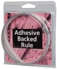 Made in USA - 6 Ft. Long x 1/2 Inch Wide, 1/16 Inch Graduation, Clear, Mylar Adhesive Tape Measure - Reads Bottom to Top, Vertical Rules - All Tool & Supply