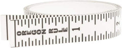 Made in USA - 6 Ft. Long x 1/2 Inch Wide, 1/16 Inch Graduation, Clear, Mylar Adhesive Tape Measure - Reads Top to Bottom, Vertical Rules - All Tool & Supply