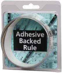 Made in USA - 6 Ft. Long x 1-1/4 Inch Wide, 1/16 Inch Graduation, Clear, Mylar Adhesive Tape Measure - Reads Bottom to Top, Vertical Rules - All Tool & Supply