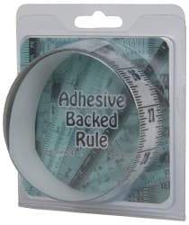 Made in USA - 6 Ft. Long x 1-1/4 Inch Wide, 1/16 Inch Graduation, Clear, Mylar Adhesive Tape Measure - Reads Top to Bottom, Vertical Rules - All Tool & Supply