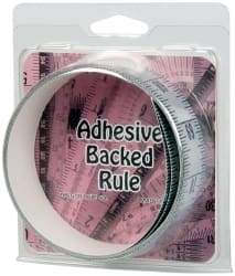 Made in USA - 6 Ft. Long x 1-1/4 Inch Wide, 1/16 Inch Graduation, Silver, Mylar Adhesive Tape Measure - Reads Bottom to Top, Vertical Rules - All Tool & Supply