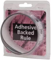 Made in USA - 6 Ft. Long x 1-1/4 Inch Wide, 1/16 Inch Graduation, Silver, Mylar Adhesive Tape Measure - Reads Top to Bottom, Vertical Rules - All Tool & Supply