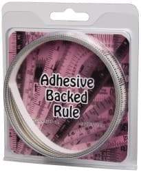 Made in USA - 12 Ft. Long x 1/2 Inch Wide, 1/16 Inch Graduation, Clear, Mylar Adhesive Tape Measure - Reads Top to Bottom, Vertical Rules - All Tool & Supply