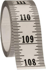 Made in USA - 12 Ft. Long x 1-1/4 Inch Wide, 1/16 Inch Graduation, Clear, Mylar Adhesive Tape Measure - Reads Bottom to Top, Vertical Rules - All Tool & Supply