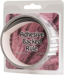 Made in USA - 12 Ft. Long x 1-1/4 Inch Wide, 1/16 Inch Graduation, Silver, Mylar Adhesive Tape Measure - Reads Bottom to Top, Vertical Rules - All Tool & Supply