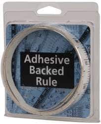 Made in USA - 9 Ft. Long x 1/2 Inch Wide, 1/10 Inch Graduation, White, Mylar Adhesive Tape Measure - Reads Top to Bottom, Vertical Rules - All Tool & Supply