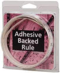 Made in USA - 12 Ft. Long x 1/2 Inch Wide, 1/10 Inch Graduation, White, Mylar Adhesive Tape Measure - Reads Bottom to Top, Vertical Rules - All Tool & Supply