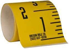 Made in USA - 6 Ft. Long x 3 Inch Wide, 1/4 Inch Graduation, Yellow, Mylar Adhesive Tape Measure - Reads Bottom to Top, Vertical Rules - All Tool & Supply