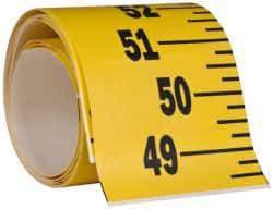 Made in USA - 8 Ft. Long x 3 Inch Wide, 1/4 Inch Graduation, Yellow, Mylar Adhesive Tape Measure - Reads Bottom to Top, Vertical Rules - All Tool & Supply