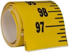 Made in USA - 12 Ft. Long x 3 Inch Wide, 1/4 Inch Graduation, Yellow, Mylar Adhesive Tape Measure - Reads Bottom to Top, Vertical Rules - All Tool & Supply