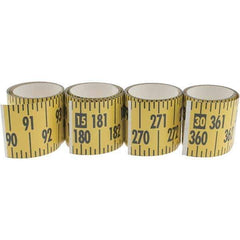 Made in USA - 32 Ft. Long x 3 Inch Wide, 1/4 Inch Graduation, Yellow, Mylar Adhesive Tape Measure - Reads Bottom to Top, Vertical Rules - All Tool & Supply