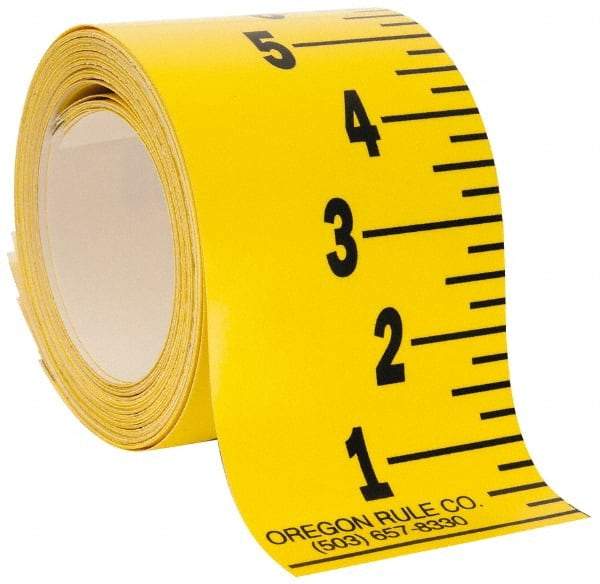 Made in USA - 36 Ft. Long x 3 Inch Wide, 1/4 Inch Graduation, Yellow, Mylar Adhesive Tape Measure - Reads Bottom to Top, Vertical Rules - All Tool & Supply