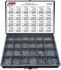 Value Collection - 2,000 Piece, #4x1/4 to #10 x 1-1/4, Steel Sheet Metal Screw Assortment - Pan Head, Slotted Drive, 1/4 to 1-1/2" Long, Grade 2 - All Tool & Supply