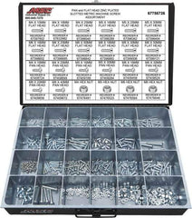 Value Collection - 590 Piece, M4x10.00 to M8x50.00, Steel Machine Screw Assortment - Flat & Pan Head, Slotted Drive, 10 to 50mm Long, Grade 2 - All Tool & Supply