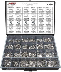 Value Collection - 1,350 Piece Stainless Steel Hex Head Cap Screws - 1/4-20 to 1/2-13 Thread, 18-8 - All Tool & Supply