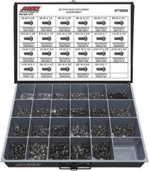 Value Collection - 850 Piece Alloy Steel Button Head Cap Screws - #4-40 to 3/8-16 Thread - All Tool & Supply