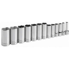 SK - 3/8" Drive Deep Socket Set - 1/4 to 1", Inch Measurement Standard - All Tool & Supply