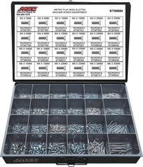 Value Collection - 820 Piece, M3x5.00 to M5x25.00, Steel Machine Screw Assortment - Flat Head, Slotted Drive, 5 to 50mm Long, Grade 2 - All Tool & Supply