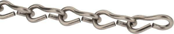 Made in USA - 0.105" Diam Stainless Steel Single Jack Chain - 30 Lb Load Limit, 16 Links per Foot, #12 - All Tool & Supply