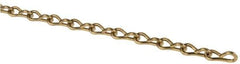 Made in USA - 0.08" Diam Brass Single Jack Chain - 11 Lb Load Limit, 19 Links per Foot, #14 - All Tool & Supply