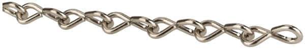 Made in USA - 0.034" Diam Steel Single Jack Chain - 3 Lb Load Limit, #20, Nickel Plated Finish - All Tool & Supply