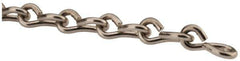 Made in USA - 0.192" Diam Steel Single Jack Chain - 88 Lb Load Limit, #6, Nickel Plated Finish - All Tool & Supply