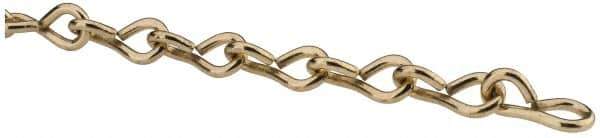 Made in USA - 0.135" Diam Steel Single Jack Chain - 43 Lb Load Limit, #10, Brass Plated Finish - All Tool & Supply