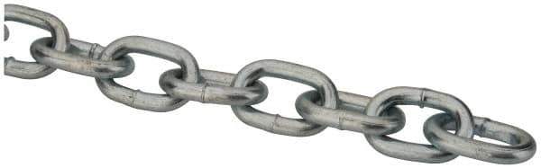 Made in USA - 0.08" Diam Steel Double Loop Chain - 90 Lb Load Limit, #3, Pre-Galvanized Finish, 1.49" Inside Length - All Tool & Supply