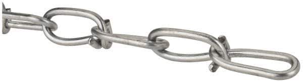 Made in USA - 0.135" Diam Steel Double Loop Chain - 256 Lb Load Limit, #2/0, Zinc Plated Finish, 2.17" Inside Length - All Tool & Supply