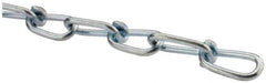 Made in USA - 0.162" Diam Steel Double Loop Chain - 365 Lb Load Limit, #4/0, Zinc Plated Finish, 2.19" Inside Length - All Tool & Supply