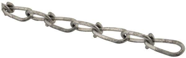 Campbell - 0.12" Diam Steel Double Loop Chain - 200 Lb Load Limit, #1/0, Hot Galvanized Finish, 1.78" Inside Length - All Tool & Supply