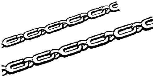 Made in USA - 0.028" Diam Steel Plumber's Safety Chain - 63 Lb Load Limit, #2, Nickel Plated Finish, 0.7" Inside Length - All Tool & Supply