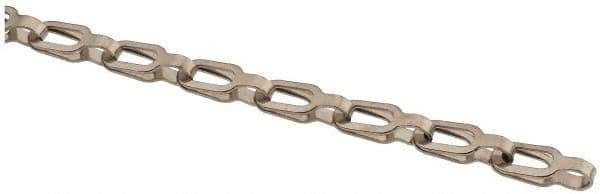 Made in USA - 0.023" Diam Brass Plumber's Safety Chain - 30 Lb Load Limit, #1/0, Nickel Plated Finish, 0.55" Inside Length - All Tool & Supply