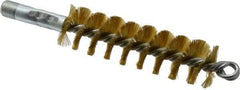 Schaefer Brush - 4-1/2" Brush Length, 1-1/4" Diam, Double Stem, Single Spiral Tube Brush - 8" Long, Brass, 1/4" NPSM Male Connection - All Tool & Supply