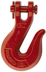 CM - 5/16 Inch Chain Diameter, Grade 80 Clevis Hook - 4,500 Lbs. Load Capacity, 3/08 Inch Inside Diameter, 25/64 Inch Pin Diameter, 7/16 Inch Hook Throat, 2-9/32 Inch Hook Width - All Tool & Supply